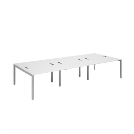 Connex Triple Back to Back Desks - 3600 - Silver Frame - White