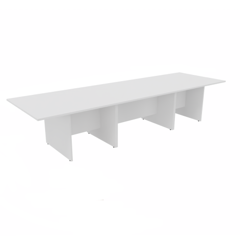 Rectangular Conference Tables with Straight Modesty Panel and Panel End Leg - 3600mm - White