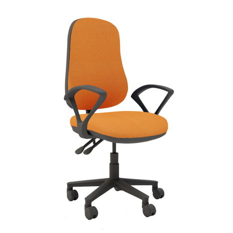 Ergo High Back Operator Chair - Fixed Arms - Orange