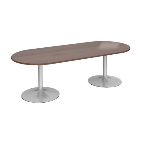 Trumpet Base Radial End Boardroom Table - Silver - Walnut