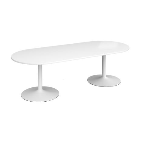 Trumpet Base Radial End Boardroom Table - White - White