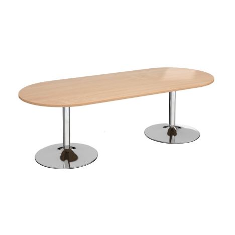 Trumpet Base Radial End Boardroom Table - Chrome - Beech