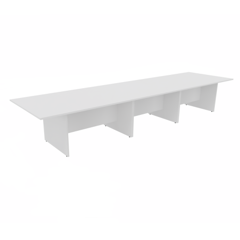 Rectangular Conference Tables with Straight Modesty Panel and Panel End Leg - 4500mm - White