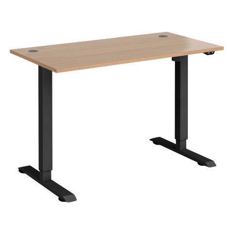Electric Ergonomic Sit-Stand Workstation - 1000 - Black Frame - Beech