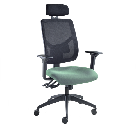 Vision High Back Mesh Chair - Headrest - Adjustable Arms - Campeche