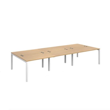 Connex Triple Back to Back Desks - 3600 - White Frame - Oak