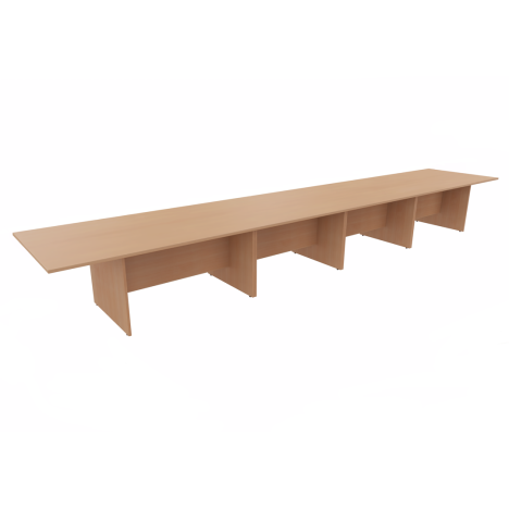 Rectangular Conference Tables with Straight Modesty Panel and Panel End Leg - 6000mm - Beech