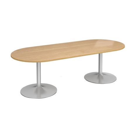 Trumpet Base Radial End Boardroom Table - Silver - Oak