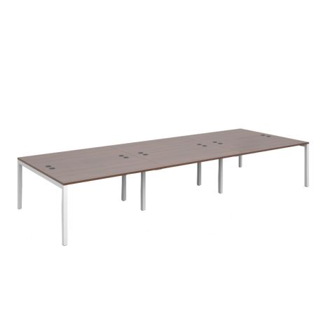 Connex Triple Back to Back Desks - 4200 - White Frame - Walnut
