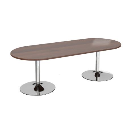 Trumpet Base Radial End Boardroom Table - Chrome - Walnut