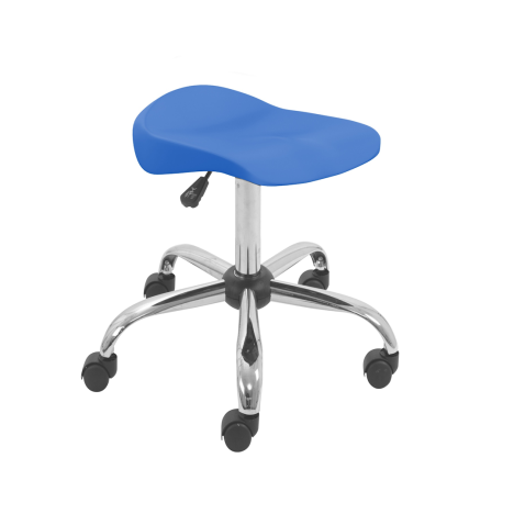 Titan Swivel Senior Stool - with Chrome Base and Castors - Blue