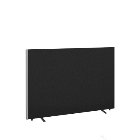 Floor Standing Fabric Screen - W1400 x D40 x H1200mm - Black