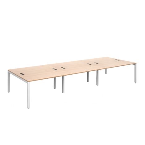 Connex Triple Back to Back Desks - 4200 - Whiter Frame - Beech