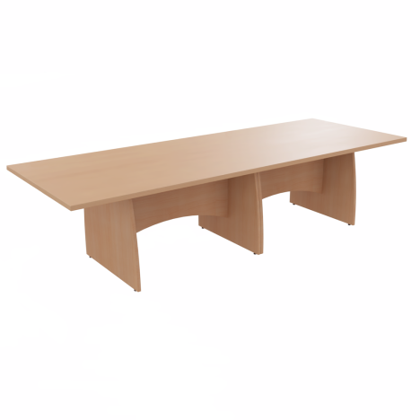 Platinum Range - Rectangular Conference Tables with Shaped Modesty Panel & Legs - 3000mm - Beech