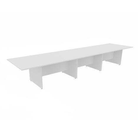 Rectangular Conference Tables with Straight Modesty Panel and Panel End Leg - 4800mm - White