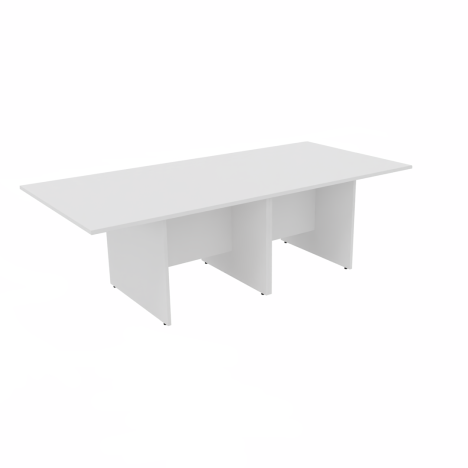 Rectangular Conference Tables with Straight Modesty Panel and Panel End Leg - 2400mm - White