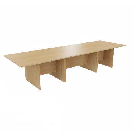 Rectangular Conference Tables with Straight Modesty Panel and Panel End Leg - 3600mm - Oak