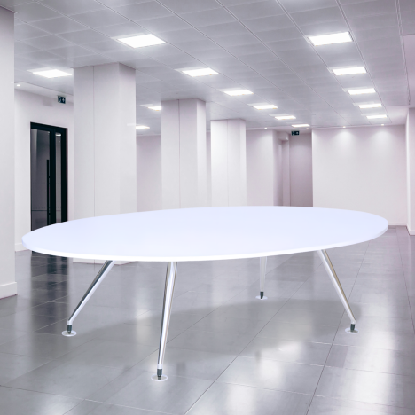 Oval Shaped Boardroom Table with Brushed Metal Legs