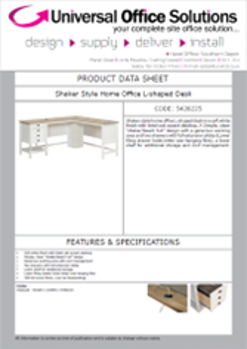 DATA SHEET - Shaker Style Home Office L-shaped Desk (5428225)
