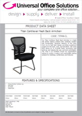 DATA SHEET - Titan Cantilever Mesh Back Armchair