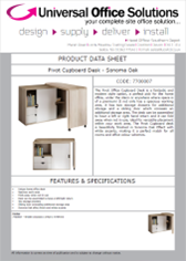 DATA SHEET - Pivot Cupboard Desk - Sonoma Oak (7700007)