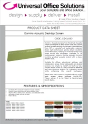 DATA SHEET - Domino Acoustic Desktop Screen (DDS1600)