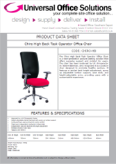 DATA SHEET - Chiro High Back Task Operator Office Chair (OP000006)