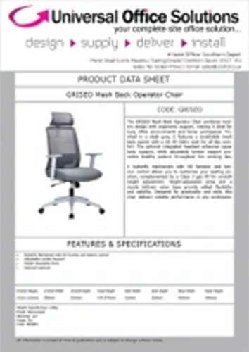 DATA SHEET - GRISEO Mesh Back Operator Chair