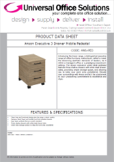 DATA SHEET - Anson Executive 3 Drawer Mobile Pedestal