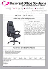 DATA SHEET - Noble High Back Managers Chair (NBO300T1)