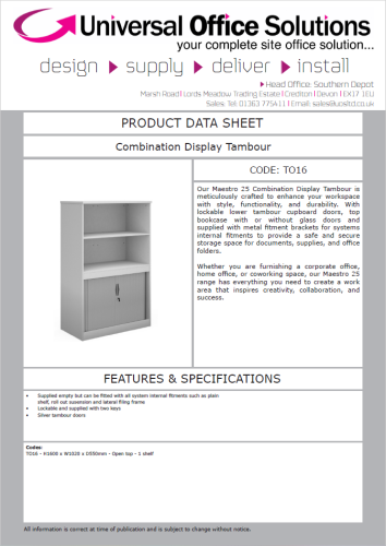 DATA SHEET - Combination Display Tambour (TO20)