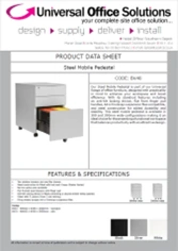 DATA SHEET - BV40 - Under Desk Mobile (Steel) 3 Drawer Pedestal