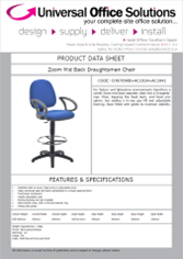 DATA SHEET - Zoom Mid Back Draughtsman Chair (CH0709+AC1042)