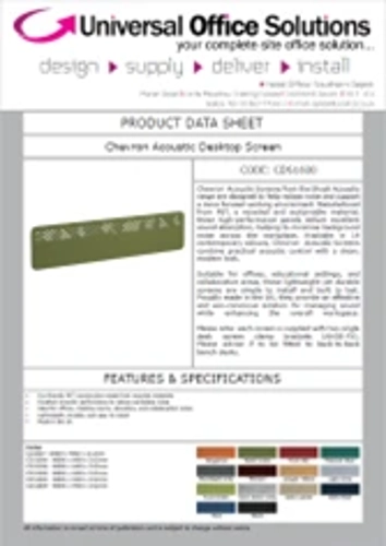DATA SHEET - Chevron Acoustic Desktop Screen (CDS1600)