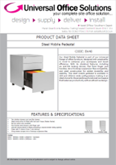 DATA SHEET - BV40 - Under Desk Mobile (Steel) 3 Drawer Pedestal