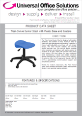 DATA SHEET - Titan Swivel Junior Stool with Plastic Base and Castors (T32)