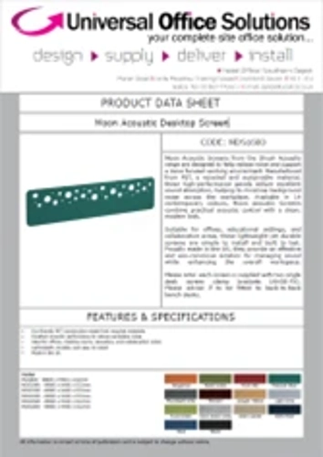 DATA SHEET - Moon Acoustic Desktop Screen (MDS1600)