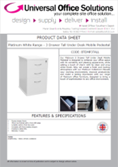 DATA SHEET - Platinum White Range - Tall Mobile Pedestal (BTDMP3TALL)
