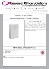 DATA SHEET - Platinum White Range - Cupboard (BTD1600CUP)