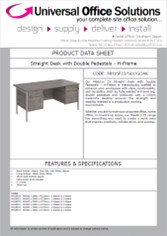 DATA SHEET - Straight Desk with Double Pedestals - H-Frame (MH16P23)
