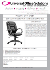 DATA SHEET - Galloway Black Leather High Back Executive Office Chair (EX000134)