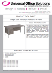 DATA SHEET - Straight Desk with Single Pedestals - H-Frame (MH16P3S)