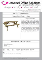 DATA SHEET - Hereford Picnic Tables