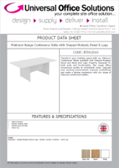 DATA SHEET - Platinum Range Conference Table (Straight-Shaped-Arrow) - (BTD2010, BTDS2010, BTDAH2010