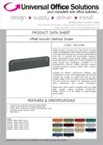DATA SHEET - Offset Acoustic Desktop Screen (ODS1600)
