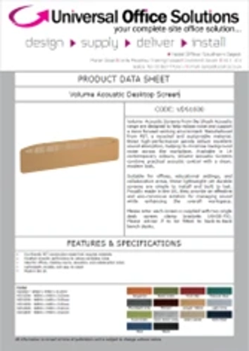 DATA SHEET - Volume Acoustic Desktop Screen (VDS1600)