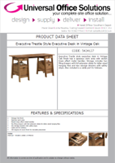 DATA SHEET - Executive Trestle style executive desk in Vintage Oak (5424127)