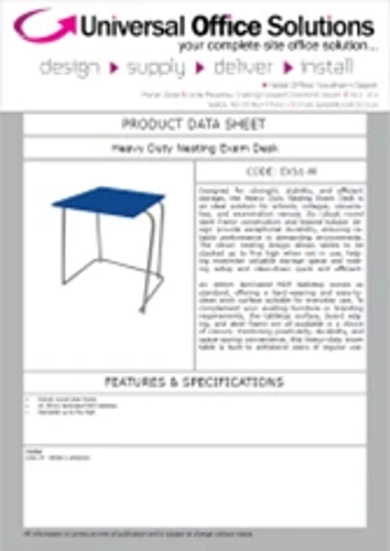 DATA SHEET - Heavy Duty Nesting Exam Desk (EXS1-M)
