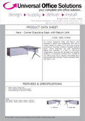 DATA SHEET - Nero - Corner Executive Desk with Return Unit (NER-190DK)