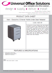 DATA SHEET - Executive 3 Drawer Mobile Under Desk Pedestal (NER-MP)